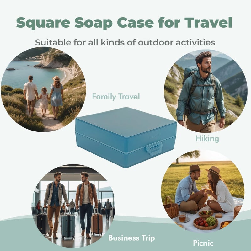 Elimeta Soap Container, Square Bar Soap Holder Fit Dr Squatch Soap, Travel Soap Case (Light Blue) - Image 4